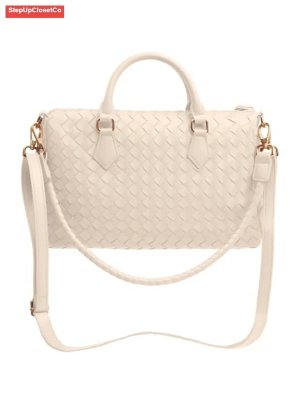 Woven Vegan Leather Tote Bag Women Crossbody Handbag Convertible Hobo